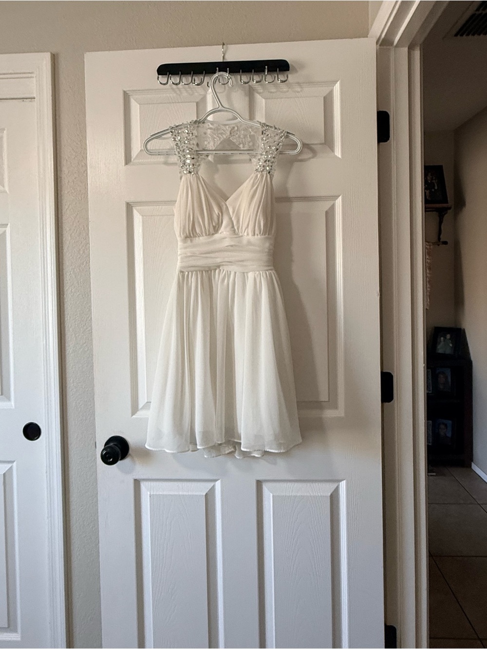 B. Smart Ivory Beaded Strap Mini Dress